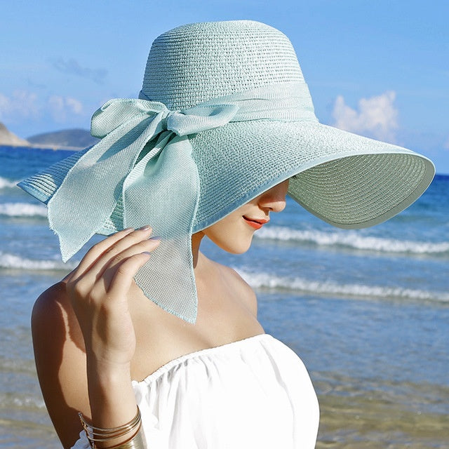 Ladies' straw hat with sun protection – Candy-Light blue-State of Style