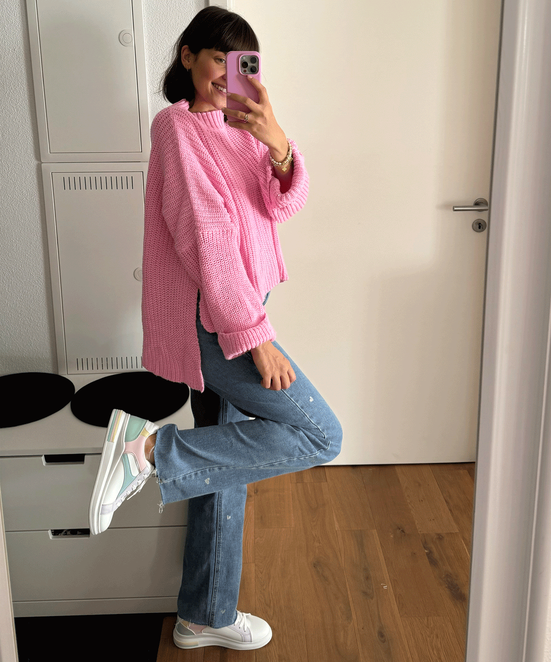 Ladies Stretch Jeans with Wide Legs and Heart Print - Amelie-XS-State of Style