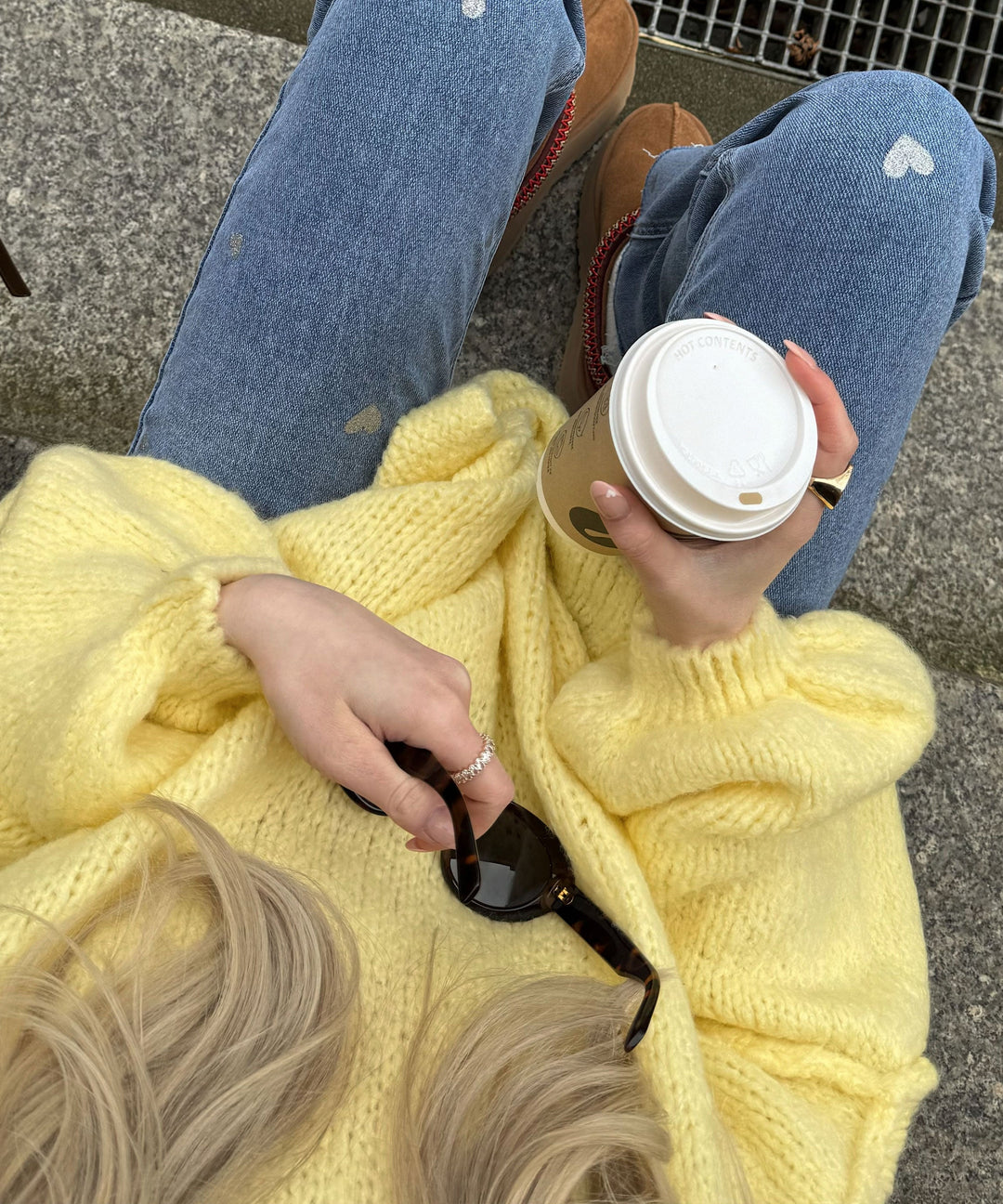 Ladies Stretch Jeans with Wide Legs and Heart Print - Amelie-XS-State of Style