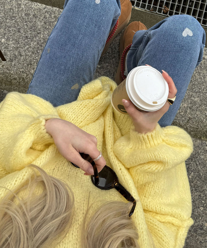 Ladies Stretch Jeans with Wide Legs and Heart Print - Amelie-XS-State of Style