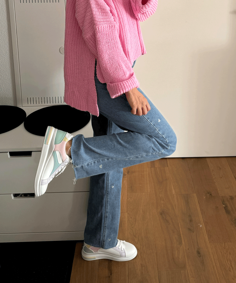 Ladies Stretch Jeans with Wide Legs and Heart Print - Amelie-XS-State of Style