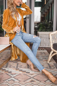 Ladies Stylish Suede Kimono Jacket - Isabella-Yellow-S-State of Style