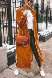 Ladies Stylish Suede Kimono Jacket - Isabella-Yellow-S-State of Style