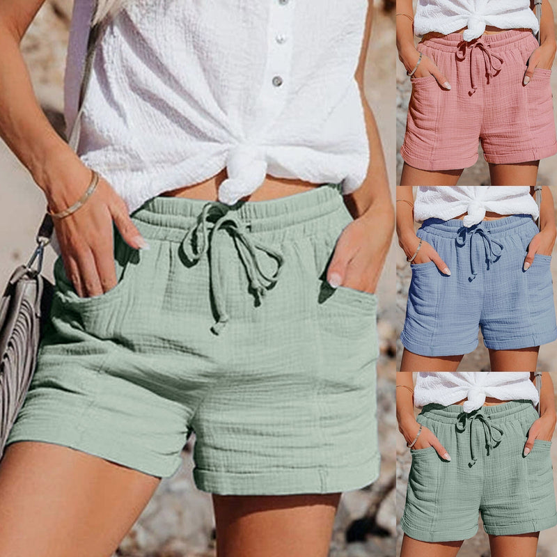 Ladies' Summer Cotton Shorts – Mira-Green-S-State of Style