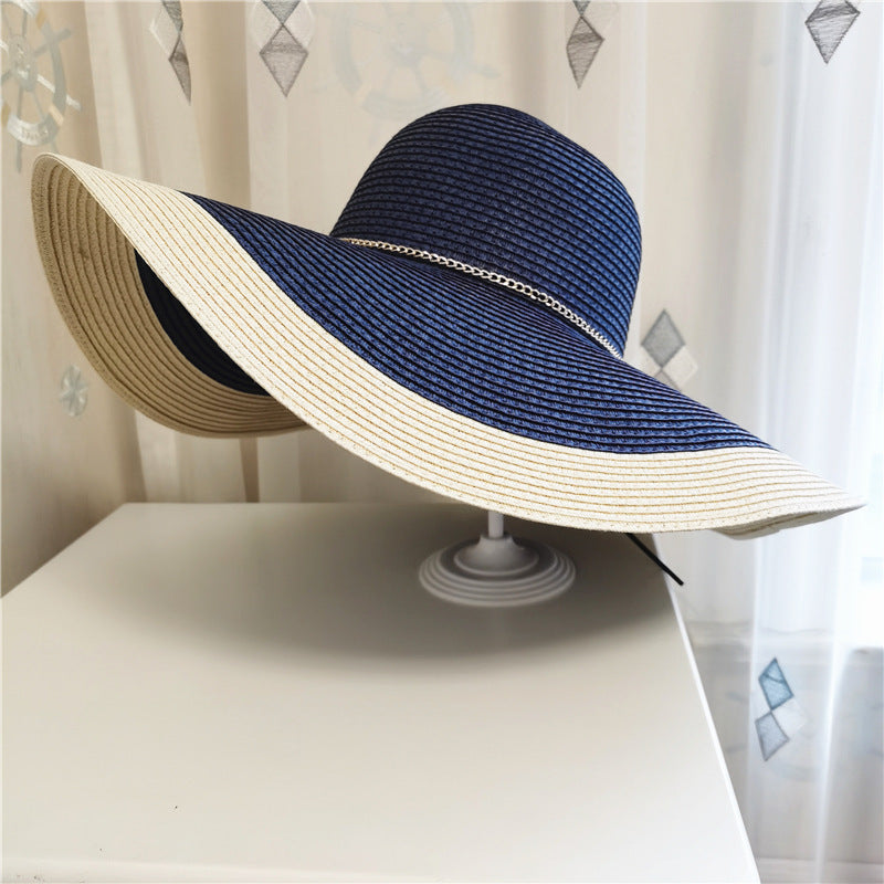 Ladies' summer hat with wide brim and UV protection – Lily-Navy blue-One size fits all-State of Style