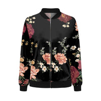 Ladies Summer Jacket with Fine Floral Print - Fiora-Black/Brown-S-State of Style
