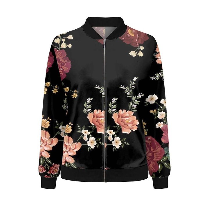 Ladies Summer Jacket with Fine Floral Print - Fiora-Black/Brown-S-State of Style