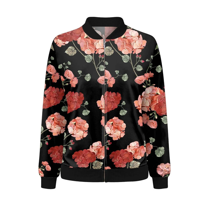 Ladies Summer Jacket with Fine Floral Print - Fiora-Black/Red-S-State of Style
