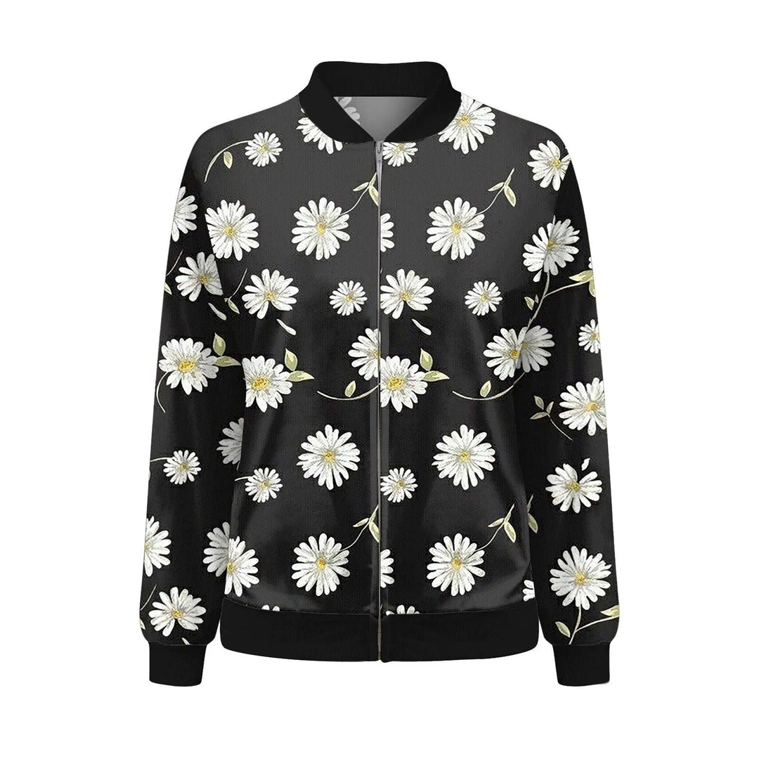 Ladies Summer Jacket with Fine Floral Print - Fiora-Black/White-S-State of Style
