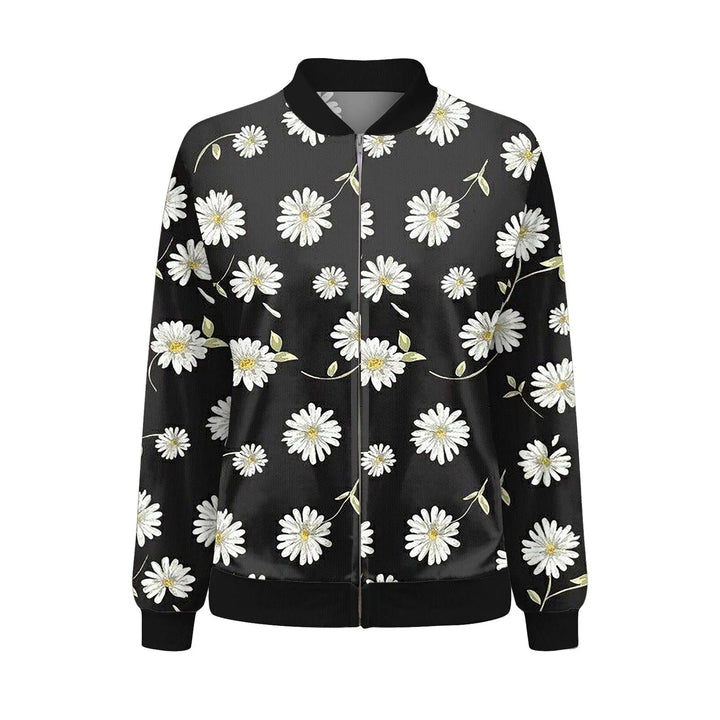 Ladies Summer Jacket with Fine Floral Print - Fiora-Black/White-S-State of Style