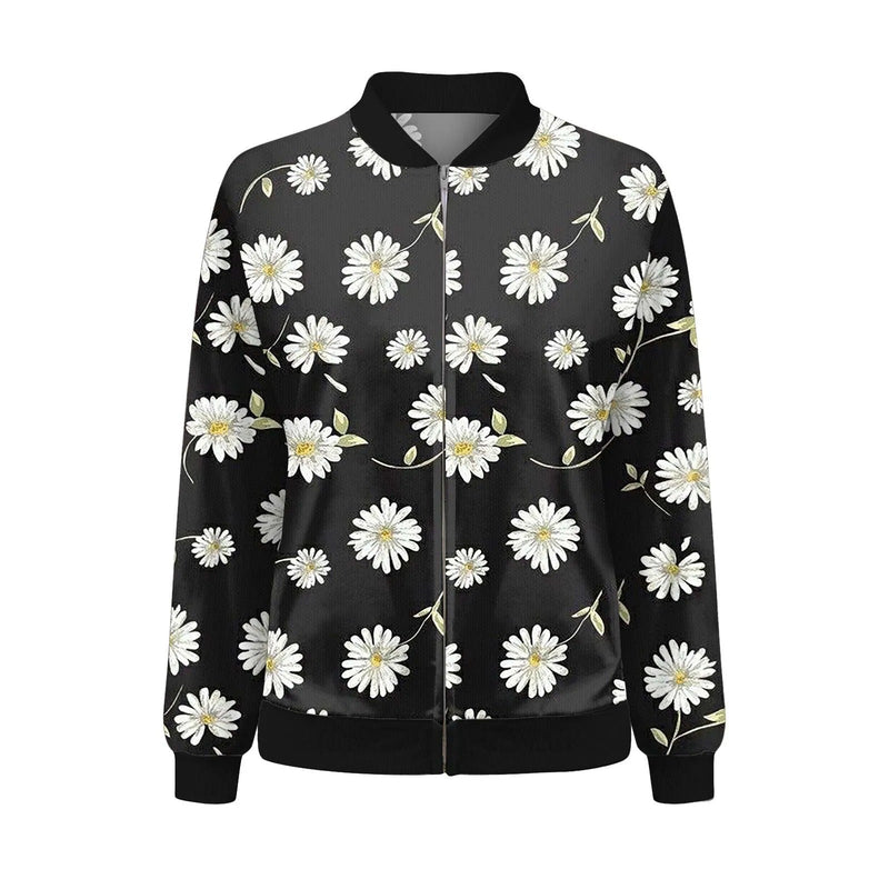 Ladies Summer Jacket with Fine Floral Print - Fiora-Black/White-S-State of Style