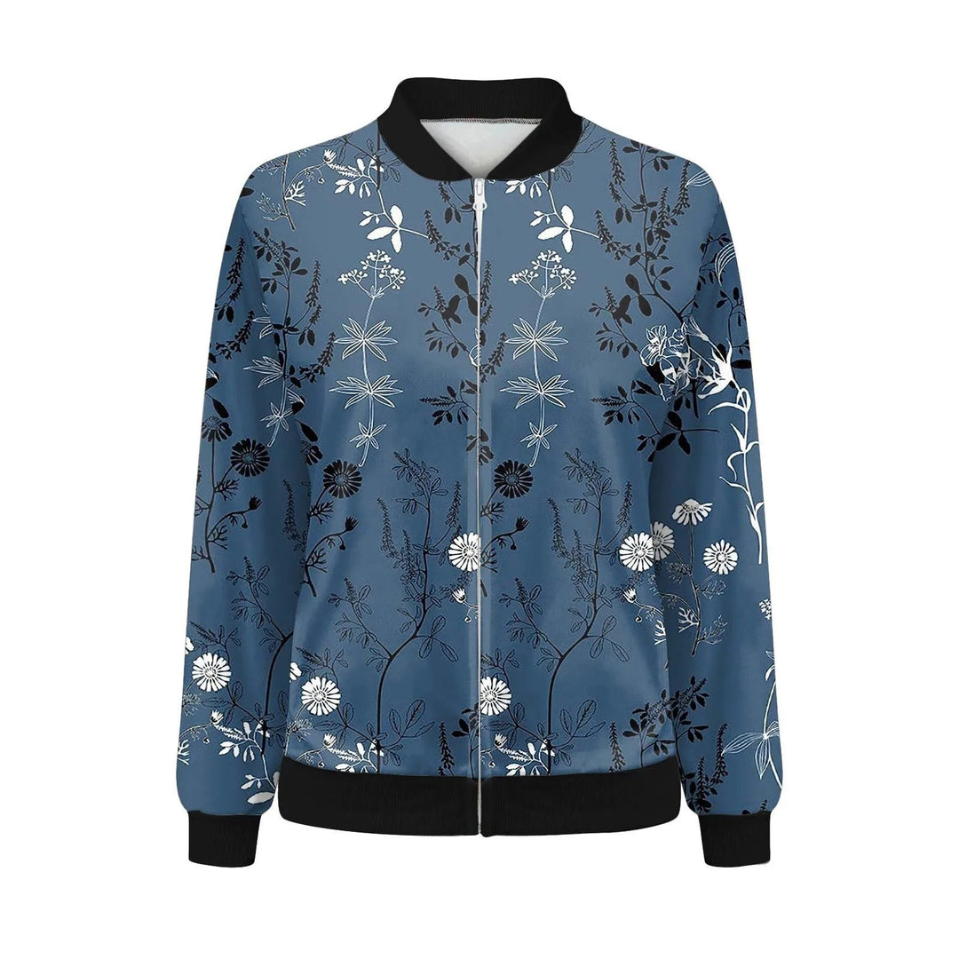 Ladies Summer Jacket with Fine Floral Print - Fiora-Blue-S-State of Style