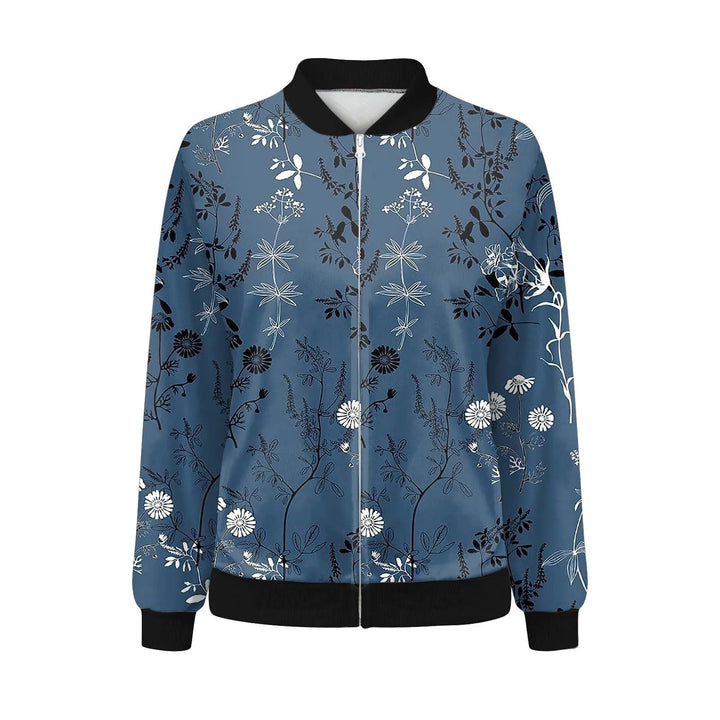 Ladies Summer Jacket with Fine Floral Print - Fiora-Blue-S-State of Style