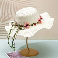 Ladies' Summer Straw Hat with Flower and Fruit Details – Solène-Cream-State of Style