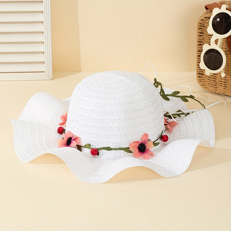Ladies' Summer Straw Hat with Flower and Fruit Details – Solène-Cream-State of Style