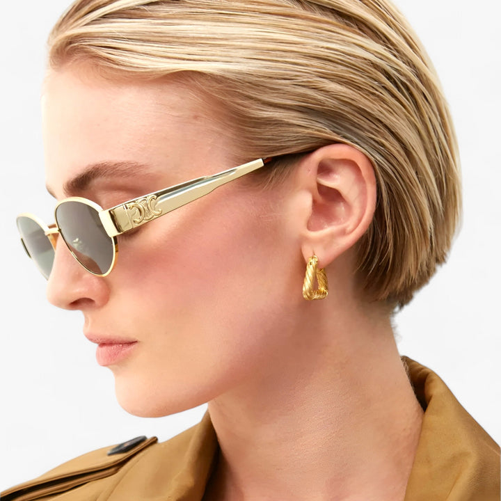 Ladies' sunglasses with UV protection & stylish acetate frame – Narella-Gold-State of Style