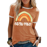 Ladies' T-shirt with Rainbow Print – Sunny-Orange-S-State of Style