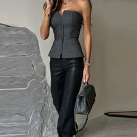Ladies' tank top with round neck made from breathable material – Malia-Black-S-State of Style