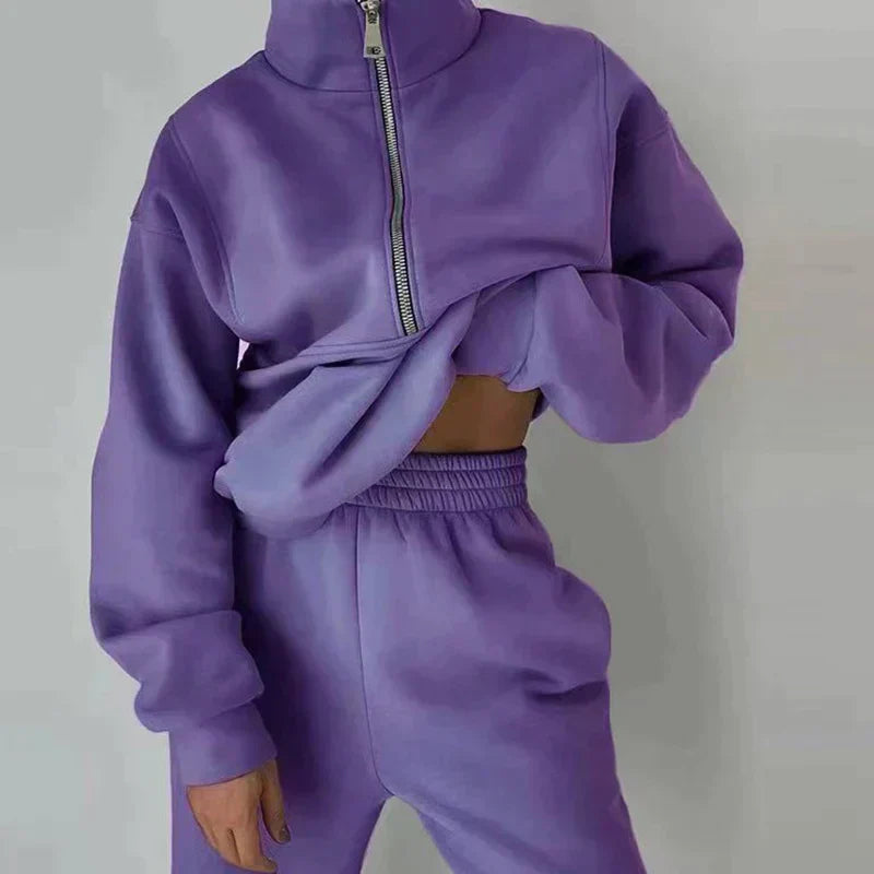 Ladies Tracksuit Set of 2 - Livia-Purple-S-State of Style