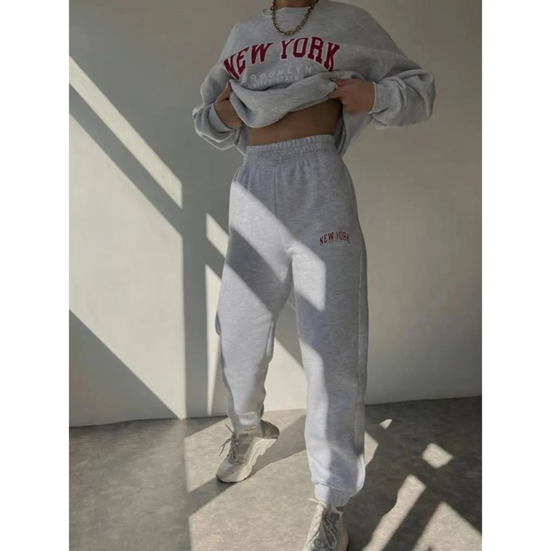 Ladies Tracksuit with Letter Print - Viva-White-S-State of Style