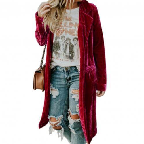 Ladies Velvet Dressing Gown - Valentina-Red-S-State of Style