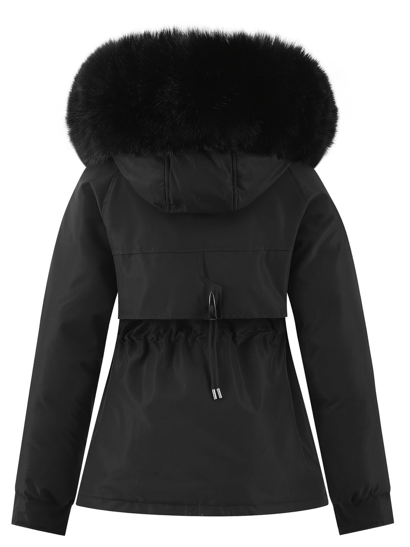 Ladies' Winter Coat with Detachable Fur Hood - Noëlle-Pink-XS-State of Style