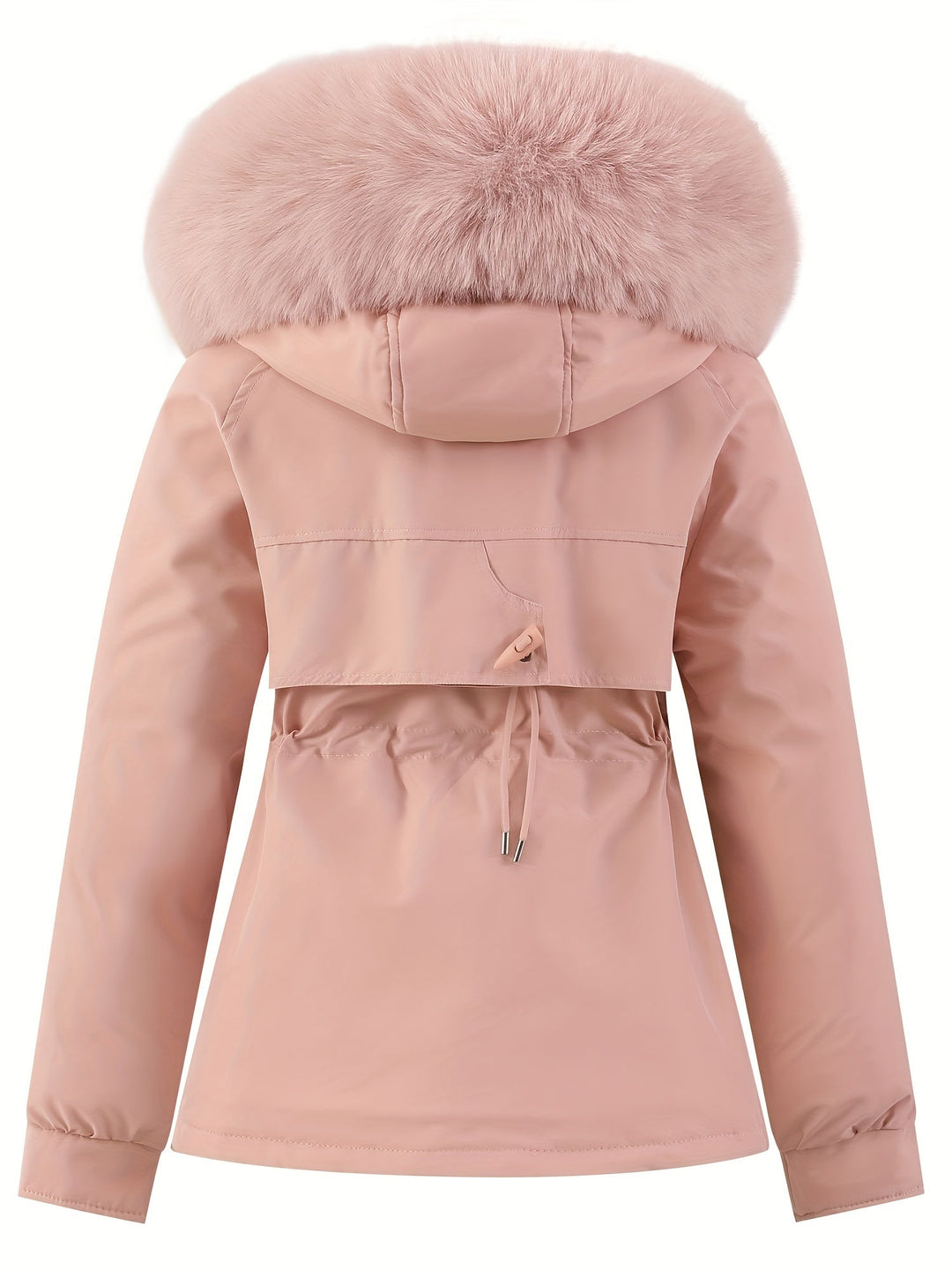 Ladies' Winter Coat with Detachable Fur Hood - Noëlle-Pink-XS-State of Style