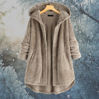 Ladies Winter Fleece Jacket with Hood - Nova-Khaki-S-State of Style