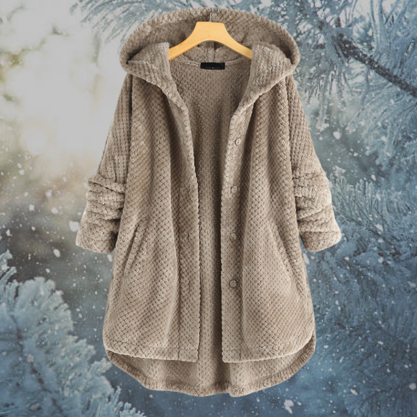 Ladies Winter Fleece Jacket with Hood - Nova-Khaki-S-State of Style