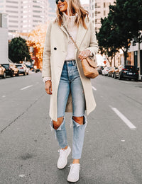 Ladies' Winter Wool Coat with Notch Lapels - Sofia-Beige-XS-State of Style