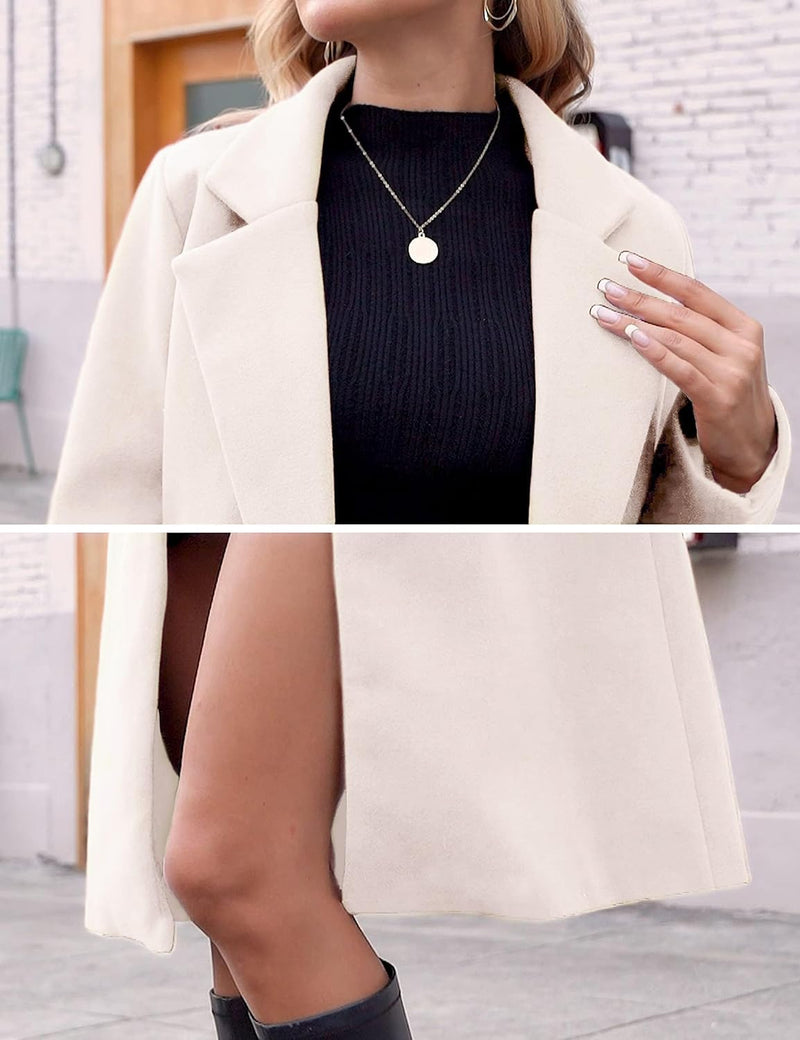 Ladies' Winter Wool Coat with Notch Lapels - Sofia-Beige-XS-State of Style