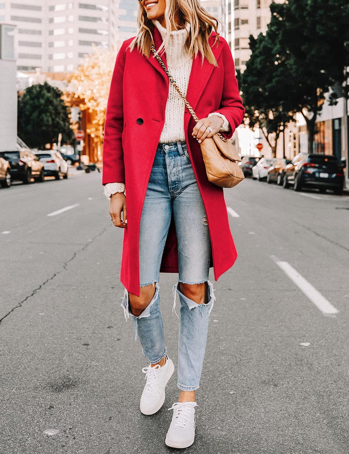 Ladies' Winter Wool Coat with Notch Lapels - Sofia-Beige-XS-State of Style