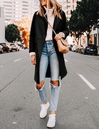 Ladies' Winter Wool Coat with Notch Lapels - Sofia-Beige-XS-State of Style