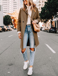 Ladies' Winter Wool Coat with Notch Lapels - Sofia-Beige-XS-State of Style