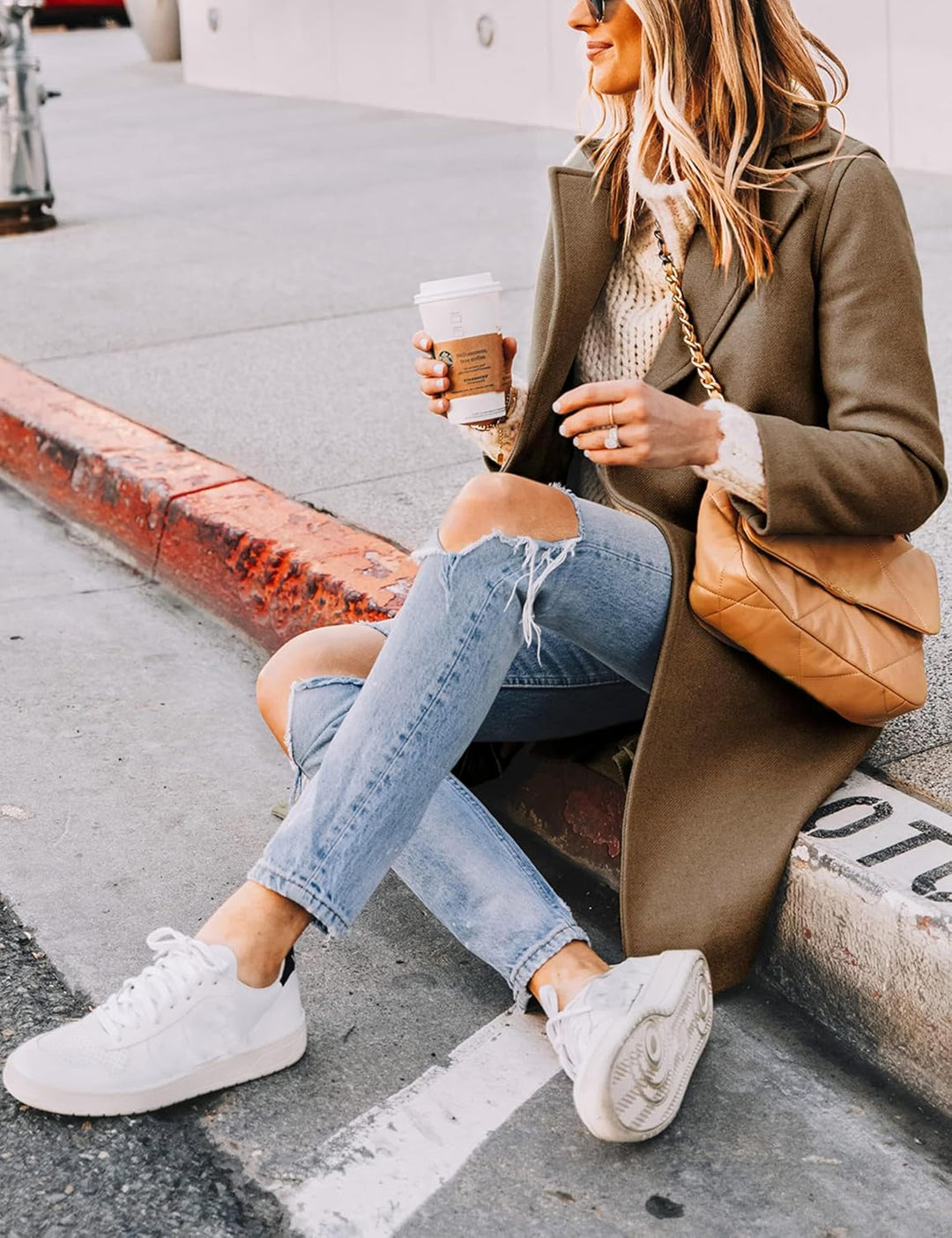 Ladies' Winter Wool Coat with Notch Lapels - Sofia-Beige-XS-State of Style