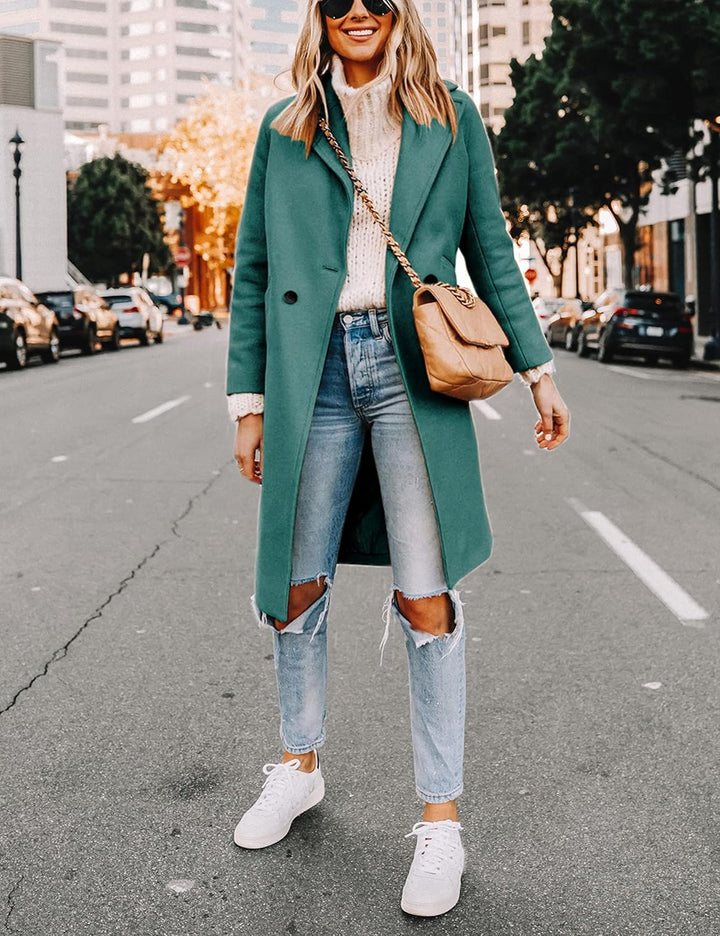 Ladies' Winter Wool Coat with Notch Lapels - Sofia-Beige-XS-State of Style