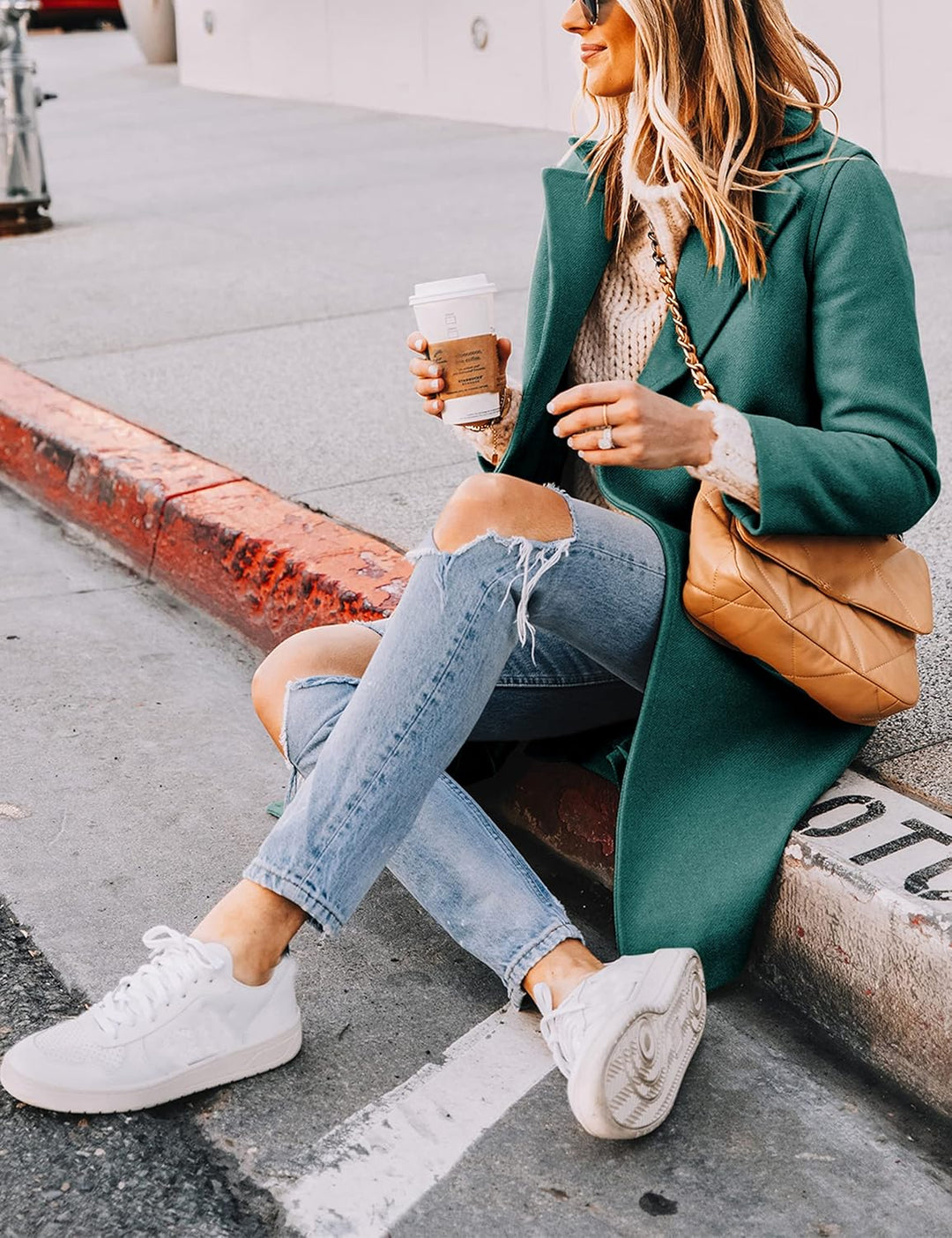 Ladies' Winter Wool Coat with Notch Lapels - Sofia-Beige-XS-State of Style