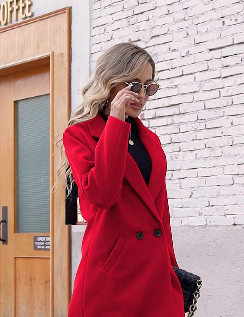 Ladies' Winter Wool Coat with Notch Lapels - Sofia-Beige-XS-State of Style