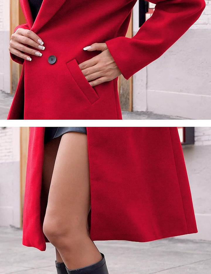 Ladies' Winter Wool Coat with Notch Lapels - Sofia-Beige-XS-State of Style