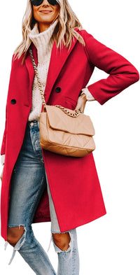 Ladies' Winter Wool Coat with Notch Lapels - Sofia-Red-XS-State of Style