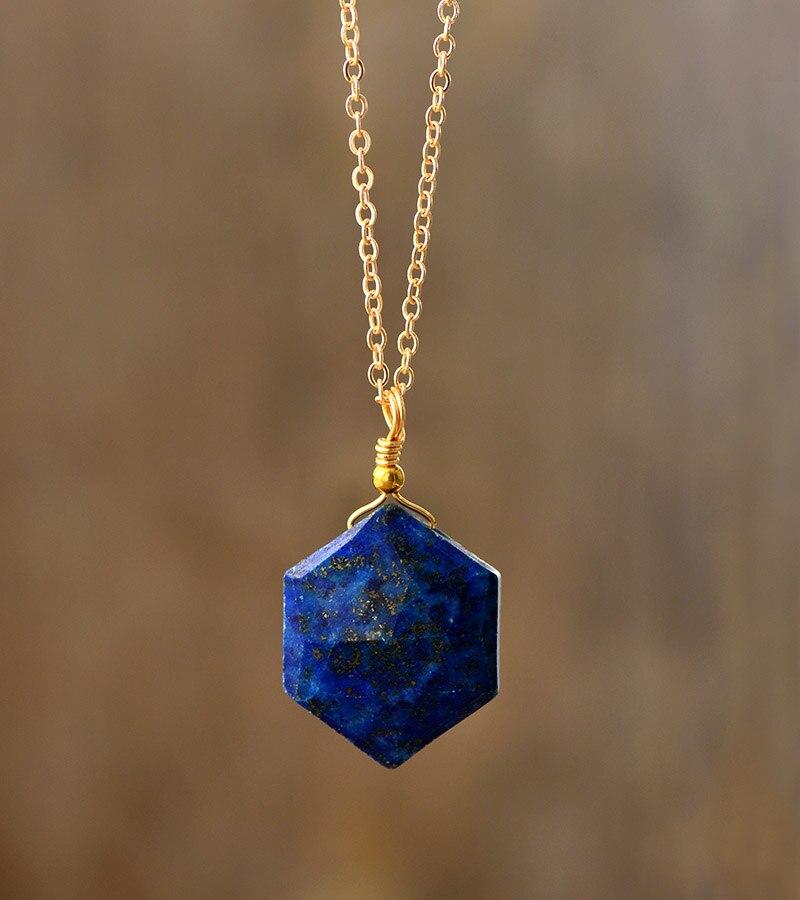 Lapis Lazuli Hexagon Necklace - Amarielle-State of Style