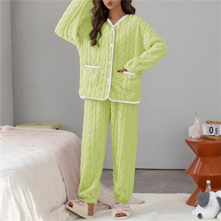 Lara Pyjama Set | Classic, Stylish, Warm & Timeless-Green-M-State of Style