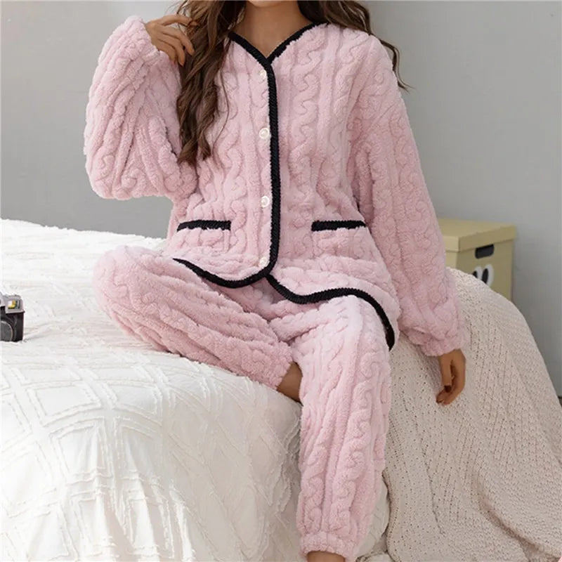 Lara Pyjama Set | Classic, Stylish, Warm & Timeless-Pink-M-State of Style