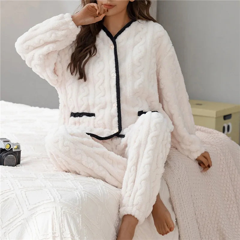 Lara Pyjama Set | Classic, Stylish, Warm & Timeless-White-M-State of Style