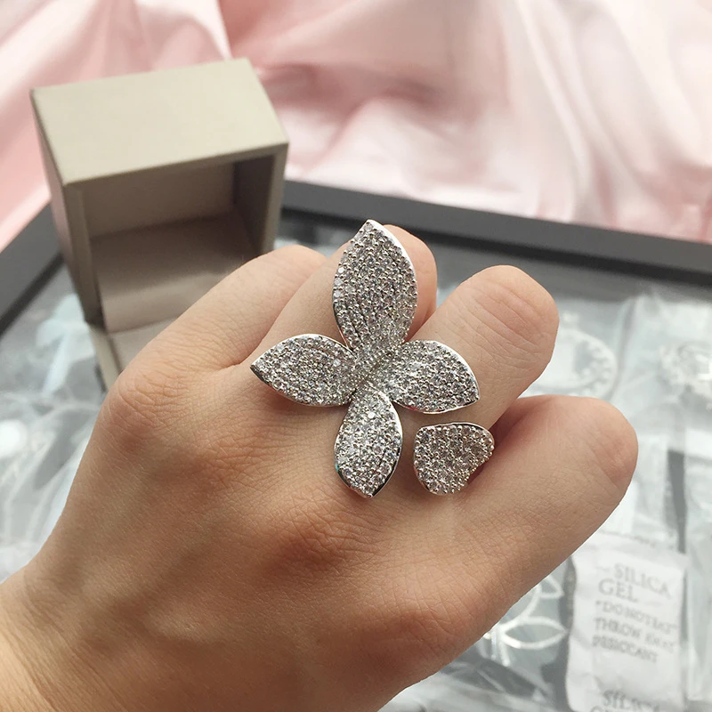 Large Adjustable Silver Ring with Floral Pattern-State of Style