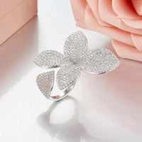 Large Adjustable Silver Ring with Floral Pattern-State of Style