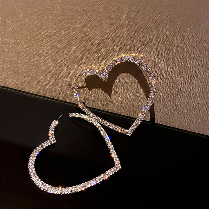 Large Crystal Heart Earrings | Sparkle with Style-Gold-State of Style