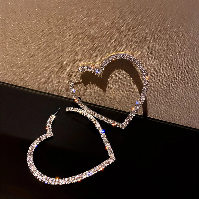 Large Crystal Heart Earrings | Sparkle with Style-Gold-State of Style