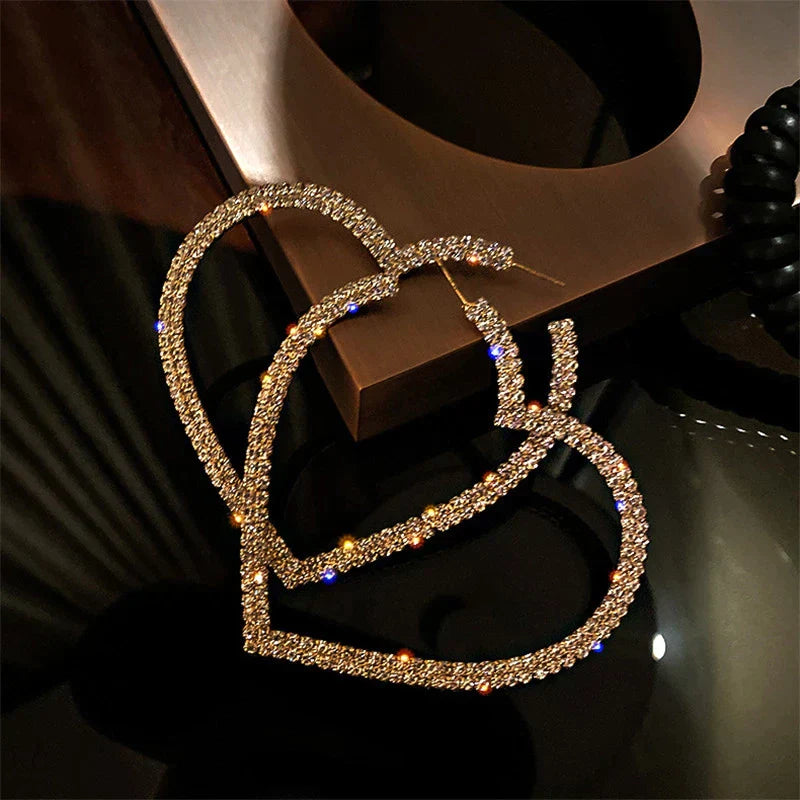 Large Crystal Heart Earrings | Sparkle with Style-Gold-State of Style