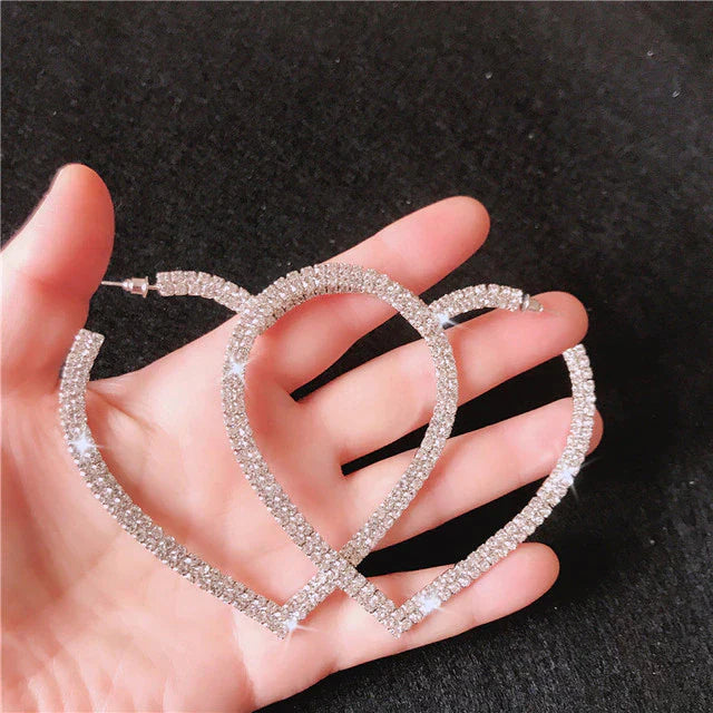 Large Crystal Heart Earrings | Sparkle with Style-Silver-State of Style
